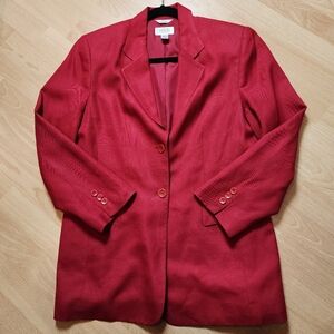 Talbots Linen Blend Red Blazer Vintage Women's Size 10